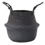 Black,Seagrass,Belly,Basket,Storage,Holder,Plant,Decoration,Storage,Baskets