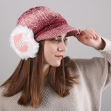 Women,Winter,Thickened,Gradient,Knitted,Earmuffs,Beret