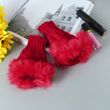 Women,Winter,Knitted,Thicken,Fingerless,Gloves,Artificial,Rabbit,Finger,Sleeve
