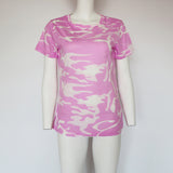 Womens,Outdoor,Sports,Ladies,Camouflage,Print,Basic,Short,Sleeve