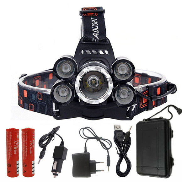 XANES,2500LM,Headlamp,Modes,Adjustable,Waterproof,2x18650,Battery,Charger,Light