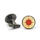 Vintage,Cufflinks,Compass,Round,Glass,Alloy,Collar,Jewelry,Accessories