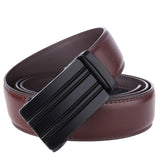 Men's,Leather,Automatic,Buckle,Matte,Black,Alloy,Buckle,Layers,Leather