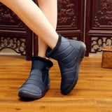 Women,Waterproof,Winter,Flats,Lined,Wedge,Ankle,Boots,Shoes,Boots