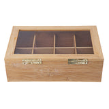 Compartments,Wooden,Glass,Cover,Container,Teabags,Display,Storage