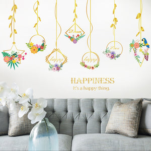 Miico,SK9351,Metal,Flower,Hanging,Basket,Living,Bedroom,Background,Decorative,Sticker