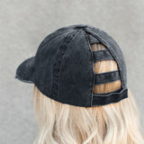 Women,Breaking,Solid,Color,Fashion,Hollow,Ripped,Washed,Denim,Baseball