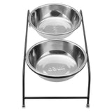 Double,Stand,Feeder,Water,Stainless,Steel,Durable