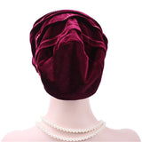 Women,Velour,Stretch,Turban,Diamond,Autumn,Casual,Solid,Beanie