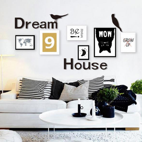 Dream,House,Shape,Mirror,Stickers,Bedroom,Office,Decor