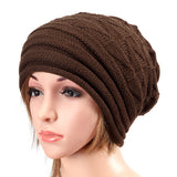 Unisex,Knitted,Crochet,Stripe,Beanie,Knitting,Foldable,Elastic,Baggy,Women