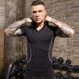 YUERLIAN,Men's,Stand,Collar,Sports,Stretch,Sports,Fitness,Short,Sleeve,Shirts,Casual,Running,Clothes,Sleeve