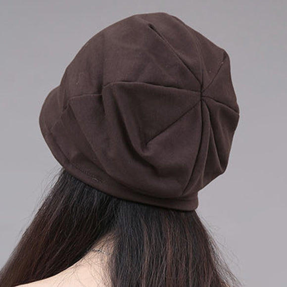 Women,Cotton,Plain,Octagon,Earmuffs,Beanie,Vintage,Elastic,Bonnet