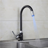 Black,Plating,Kitchen,Faucet,Single,Handle,Colors,Changing,Basin,Mixer