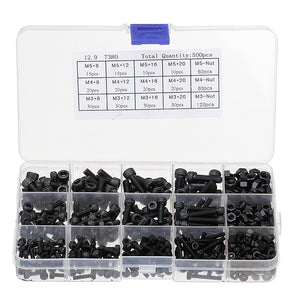 Suleve,MXCH5,500Pcs,Carbon,Steel,Screw,Socket,Assortment