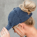 Women,Breaking,Solid,Color,Fashion,Hollow,Ripped,Washed,Denim,Baseball