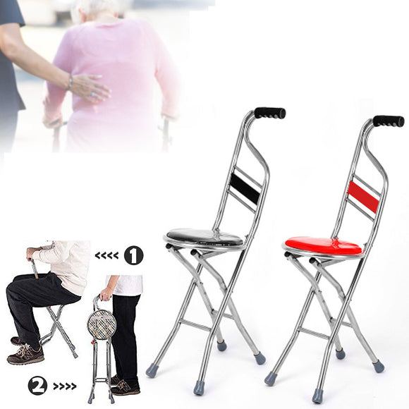 Multipurpose,Ergonomic,Design,Folding,Walking,Stick,Stool,Stainless,Steel,Walking,Chair,Elderly