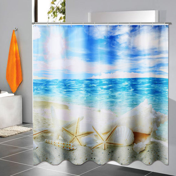 180x180cm,Bathroom,Waterproof,Shower,Curtain,Beach,shell