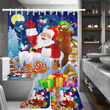 180X180,Santa,Claus,Christmas,Gifts,Shower,Curtain,Hooks,Waterproof,Bathroom,Carpet