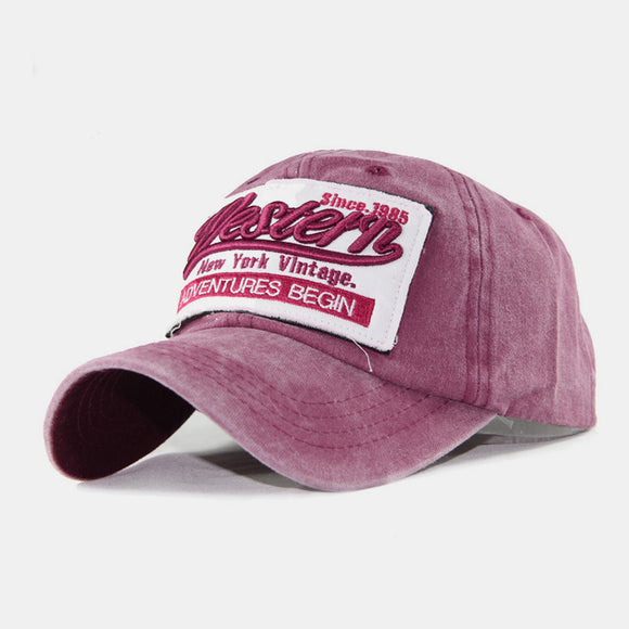 Cotton,Washed,Embroidery,Letter,Pattern,Patch,Solid,Color,Casual,Baseball