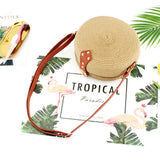 Women,Ladies,Rattan,Straw,Beach,Shoulder,Round,Woven,Summer,Holiday,Handbag,Outdoor,Travel