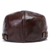 Genuien,Leather,Solid,Color,Casual,Forward,Beret