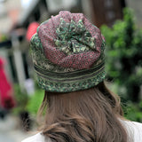 Women,Cotton,Ethnic,Plaid,Multifunctional,Beanie,Scarf,Vintage,Elastic,Turban