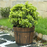 Wooden,Round,Waves,Barrel,Planter,Flower,Office,Garden,Wedding,Decor