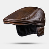 Genuine,Leather,Thickness,Cotton,Windproof,Protection,Forward,Beret