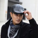 First,Layer,Cowhide,Men's,Leather,Beret,Fashion,Forward,Beret