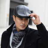 First,Layer,Cowhide,Men's,Leather,Beret,Fashion,Forward,Beret