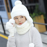 Winter,Women,Thicken,Velvet,Beanie,Scarf,Gloves,Windproof,Earmuffs