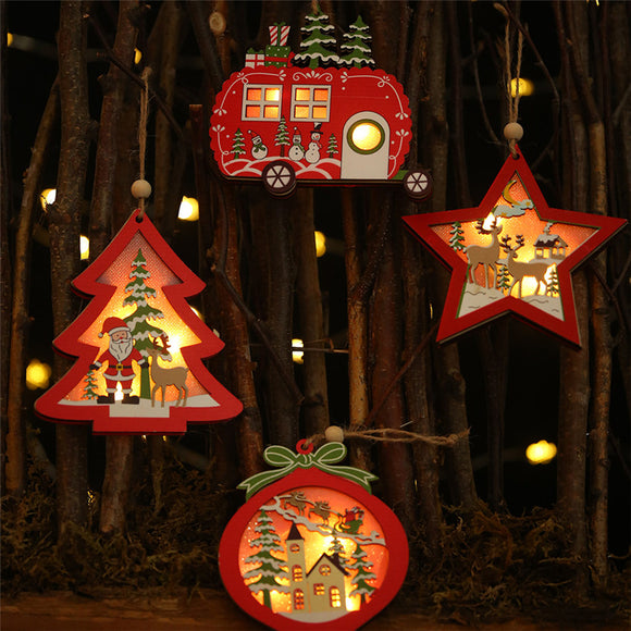 Loskii,Christmas,Wooden,Pendants,Ornaments,Decor,Christmas,Ornaments,Hollow,Wooden,Pendant,Creative,Ornaments