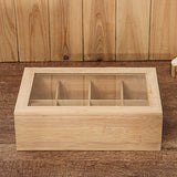Compartments,Wooden,Glass,Cover,Container,Teabags,Display,Storage