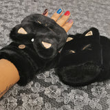 Women,Plush,Thicken,Cartoon,Pattern,Gloves