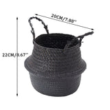 Black,Seagrass,Belly,Basket,Storage,Holder,Plant,Decoration,Storage,Baskets