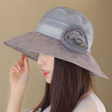 Women,Polyester,Floral,Transparent,Brimmed,Bucket,Protection,Fisherman