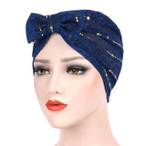 Women,Muslin,Studded,Breathable,Ethnic,Cotton,Beanie,Vintage,Elastic,Turban