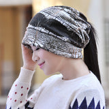 Women,Velvet,Beanies,Colorful,Printed,Bonnet,Scarf