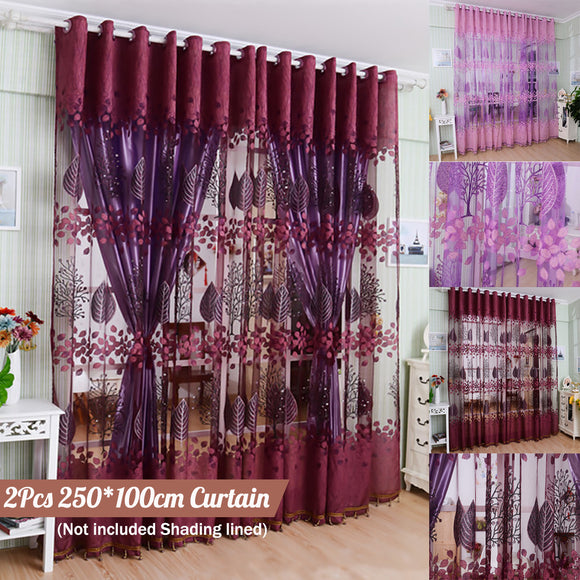 250*100cm,Living,Curtain,Floral,Tulle,Window,Curtain,Drape,Panel,Sheer,Scarf,Valances,Glass,Curtains