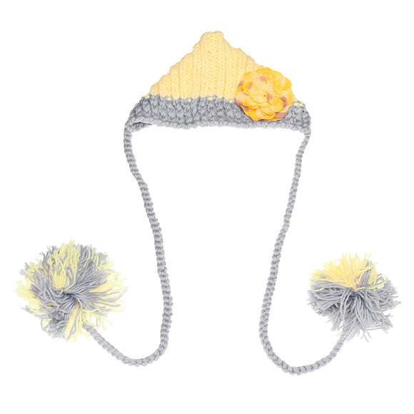 Unisex,Newborn,Handmade,Knitted,Crochet,Yellow,Flower,Beanie,Newborn,Photography,Props