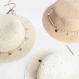 Women,Sunscreen,Summer,Outdoor,Casual,Pearl,Decoration,Straw