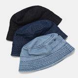 Denim,Washed,Broken,Narrow,Brief,Casual,Outdoor,Sunscreen,Bucket