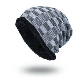 Grids,Outdoor,Knitted,Velvet,Lining,Beanie,Casual,Adjustable