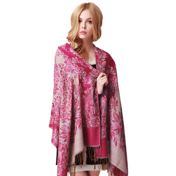 190CM,Women,Flower,Printing,Scarf,Autumn,Windproof,Tassel,Scraves,Towel