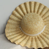 Women,Visor,Casual,Stylish,Round,Shell,Pattern,Straw