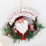 Christmas,Wreath,Front,Garland,Santa,Claus,Snowman,Ornaments,Natural,Rattan