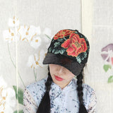 Women,Sunscreen,Fashion,Flowers,Embroidery,Baseball