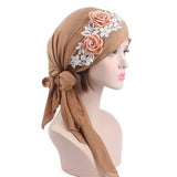 Women,Cotton,Muslim,Turban,Elastic,Chemo,Scarf,Flower,Beanies