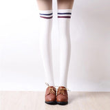 Vintage,Women,Winter,Stripes,Cotton,Socks,Extra,Thigh,Stockings